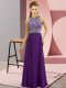 Amazing Empire Dress for Prom Purple Scoop Chiffon Sleeveless Floor Length Side Zipper