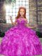 Beading and Ruffles Child Pageant Dress Lilac Lace Up Sleeveless Floor Length