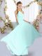 Floor Length Lace Up Quinceanera Court Dresses Blue for Wedding Party with Ruching