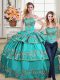 Sweetheart Sleeveless Organza Quinceanera Gown Embroidery and Ruffled Layers Lace Up