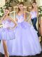 Pretty Organza Sleeveless Floor Length Quinceanera Dresses and Beading