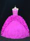 Fantastic Sleeveless Floor Length Beading and Appliques and Pick Ups Lace Up Quinceanera Dress with Fuchsia