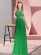 Sleeveless Chiffon Floor Length Backless Homecoming Dress in Green with Beading