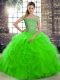 Exquisite Ball Gowns Sleeveless Green Vestidos de Quinceanera Brush Train Lace Up