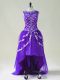 Purple A-line Beading and Appliques Homecoming Dress Zipper Tulle Sleeveless High Low