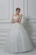 White Ball Gowns Beading and Appliques Wedding Dresses Lace Up Tulle Sleeveless Floor Length