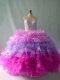 Pretty Multi-color Sleeveless Floor Length Beading and Ruffles Lace Up 15 Quinceanera Dress