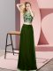 Elegant Floor Length Two Pieces Sleeveless Olive Green Dress for Prom Backless