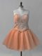 Superior Mini Length Orange Prom Dresses Organza Sleeveless Beading