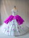Deluxe White And Purple Sleeveless Organza Lace Up Vestidos de Quinceanera for Sweet 16 and Quinceanera