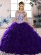 Best Selling Floor Length Purple Vestidos de Quinceanera Scoop Sleeveless Lace Up