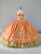 Simple Orange Sleeveless Embroidery and Ruffled Layers Floor Length Sweet 16 Dress