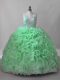 Fabric With Rolling Flowers Lace Up Sweetheart Sleeveless Sweet 16 Quinceanera Dress Brush Train Beading