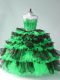Fitting Floor Length Ball Gowns Sleeveless Green Quinceanera Dresses Lace Up