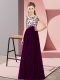 Glorious Floor Length Empire Sleeveless Dark Purple Wedding Guest Dresses Zipper