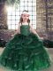 Tulle Sleeveless Floor Length Little Girl Pageant Dress and Beading and Ruffles