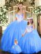 Sumptuous Floor Length Ball Gowns Sleeveless Blue Quince Ball Gowns Lace Up