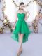 Turquoise A-line Tulle Sweetheart Sleeveless Lace High Low Lace Up Dama Dress for Quinceanera