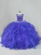 Attractive Blue Quince Ball Gowns Sweet 16 and Quinceanera with Beading and Ruffles Scoop Sleeveless Lace Up