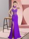 Purple Sleeveless Chiffon Backless Prom Party Dress for Prom and Party and Military Ball