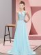 Trendy Chiffon One Shoulder Sleeveless Side Zipper Beading Prom Gown in Light Blue