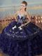 Amazing Floor Length Lace Up Quinceanera Gowns Purple for Sweet 16 and Quinceanera with Embroidery and Ruffles