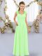 Comfortable Sleeveless Floor Length Hand Made Flower Lace Up Bridesmaids Dress with