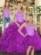 Halter Top Sleeveless Lace Up Vestidos de Quinceanera Purple Tulle