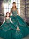 Affordable Floor Length Ball Gowns Sleeveless Teal Quinceanera Gown Lace Up