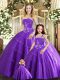 Customized Floor Length Ball Gowns Sleeveless Purple 15th Birthday Dress Lace Up
