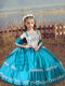 Beautiful Teal Lace Up Little Girls Pageant Dress Wholesale Beading and Embroidery Sleeveless Floor Length