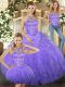 Modest Beading and Ruffles Sweet 16 Quinceanera Dress Lavender Lace Up Sleeveless Floor Length
