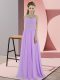 Sumptuous Scoop Sleeveless Prom Dresses Floor Length Beading Lavender Chiffon