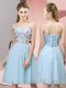 Light Blue Sleeveless Appliques Knee Length Wedding Guest Dresses