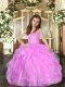Luxurious Lilac Ball Gowns Organza Straps Sleeveless Ruffled Layers Floor Length Lace Up Little Girl Pageant Dress