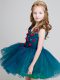V-neck Sleeveless Organza Flower Girl Dresses Lace and Appliques Zipper