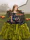Eye-catching Floor Length Lace Up Little Girl Pageant Dress Olive Green for Party and Wedding Party with Embroidery and Ruffles