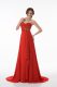 Suitable Sleeveless Appliques and Ruching Zipper Homecoming Dress with Red Brush Train