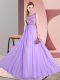 Chiffon Scoop Sleeveless Backless Beading and Appliques Bridesmaid Gown in Lavender