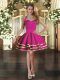 Excellent Fuchsia Sleeveless Tulle Lace Up Cocktail Dresses for Prom and Party