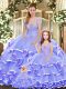 Fabulous Organza Sleeveless Floor Length Ball Gown Prom Dress and Beading and Ruffled Layers