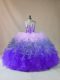 Pretty Organza Sleeveless Floor Length Sweet 16 Quinceanera Dress and Beading and Ruffles
