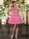 Popular Rose Pink Sweetheart Neckline Beading and Pick Ups Club Wear Sleeveless Lace Up