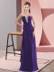Purple Zipper Homecoming Dress Beading Sleeveless Floor Length
