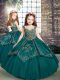 Sleeveless Beading and Embroidery Lace Up Pageant Gowns For Girls