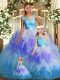 Customized Multi-color Sleeveless Tulle Backless Sweet 16 Quinceanera Dress for Military Ball and Sweet 16 and Quinceanera