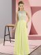 Yellow Sleeveless Chiffon Zipper Prom Gown for Prom and Party
