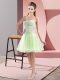 Mini Length Zipper Party Dress Yellow Green for Prom and Party with Beading