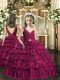 Floor Length Ball Gowns Sleeveless Fuchsia Little Girl Pageant Dress Backless