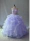 Beautiful Halter Top Sleeveless Sweet 16 Dress Floor Length Beading and Ruffles Lavender Organza